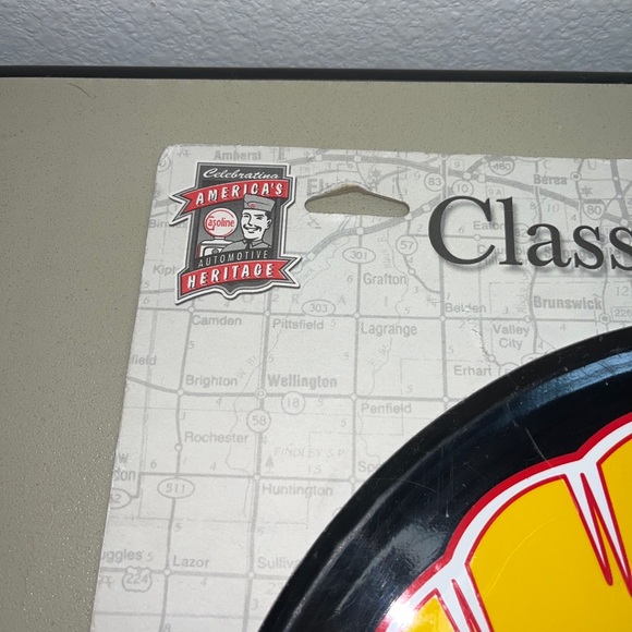 Shell Premium Gasoline Vtg Design Circle Sign New W/original Display Cardboard - Picture 7 of 9